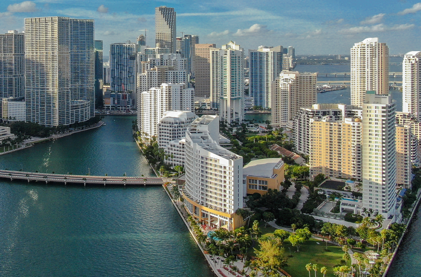 Brickell luxury condo towers and wine refrigeration repair area