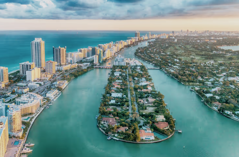Miami Beach coastal condo towers and wine cooler repair service area